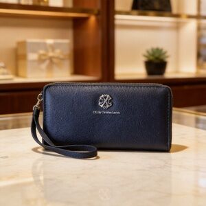 Christian Lacroix Black Double Zip around Wallet NWT